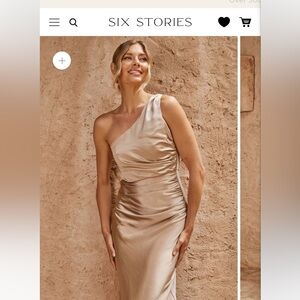 Six Stories One Shoulder Satin Ruched Bridesmaid Dress